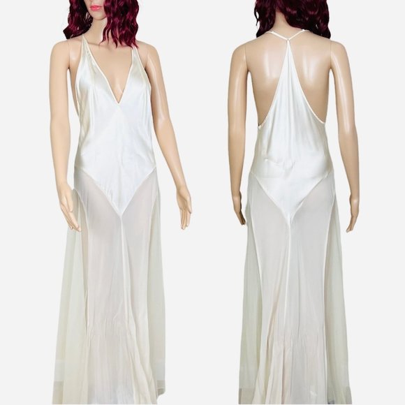 Victoria's Secret Other - Vintage Victoria's Secret Silk Nightgown, Med, Ivory, Silk Chiffon, Negligee NWT